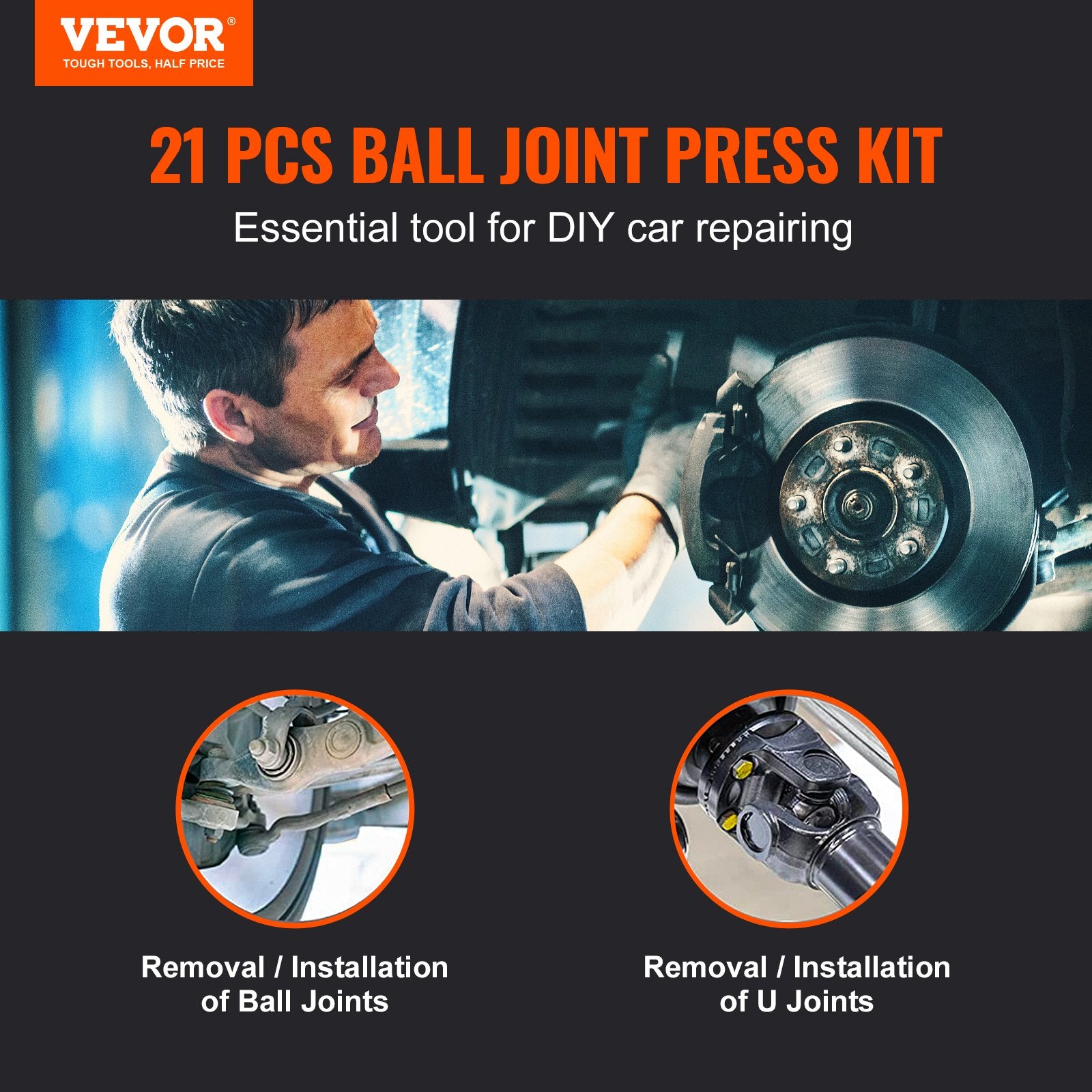 Ball Joint Press Kit, 21 PcsTool Kit, C - press Ball Joint Remove And Install Tools, For Most 2WD And 4WD Cars, Heavy Duty Ball Joint Repair Kit For Automotive Repairing - 5 - CJ