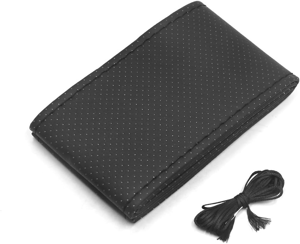Genuine Leather DIY Car Steering Wheel Cover Anti - slip For Cm Black US - 5 - CJ