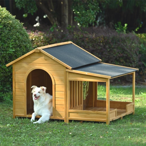 Large Wooden Dog House With Porch - 5 - CJ