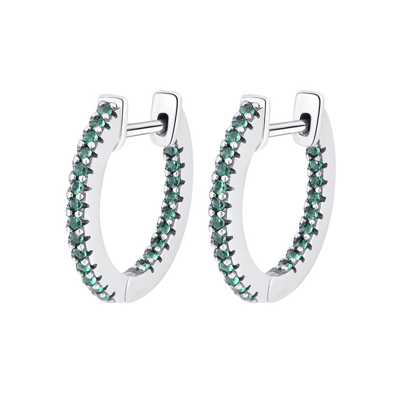 S925 Sterling Silver Small Group European And American Zircon Earrings For Women Simple And Cool - 4 - CJ