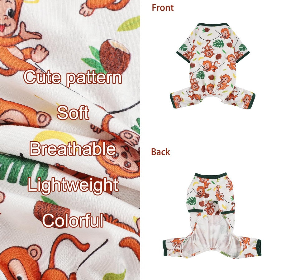 Dog Pajamas Pjs Spring Summer Dog Clothes For Small Dogs Girl Boy, Soft Stretchy Tiny Chihuahua Yorkie Puppy Clothes Doggie Onesies Cat Pet Jammies Outfit, Brown Monkey - 5 - CJ