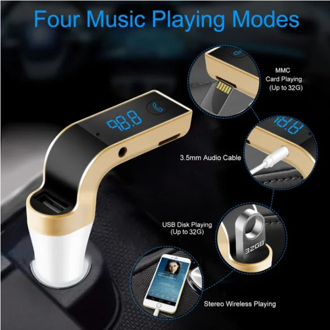 Car Wireless FM Transmitter USB Charger Hands - 5 - CJ