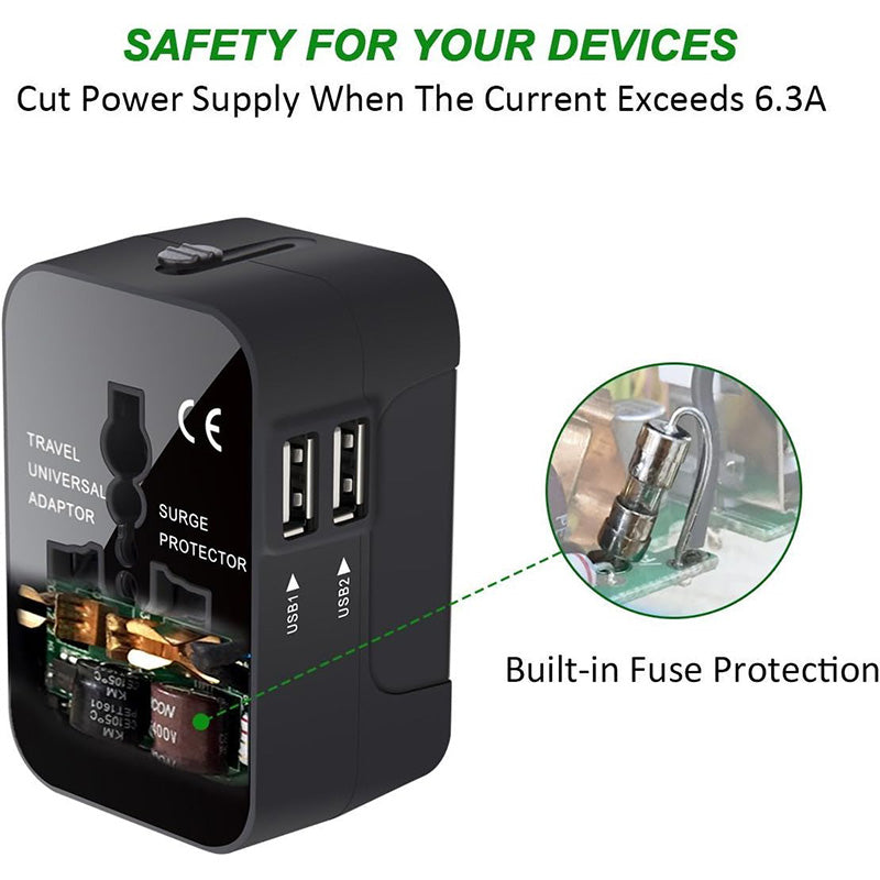 Travel Adapter, Worldwide All In One Universal Travel Adapter Wall Charger AC Power Plug Adapter Wi - 5 - CJ