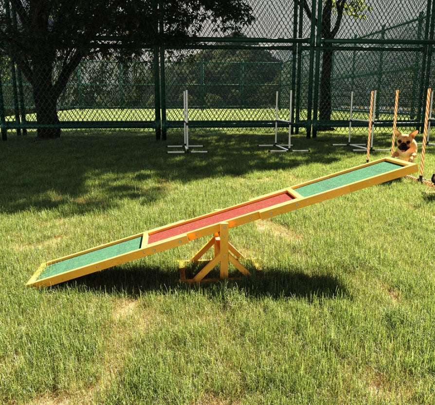 Wooden Dog Agility Seesaw, Training And Exercise Equipment, Weather Resistant, 71 L, Natural - 5 - CJ