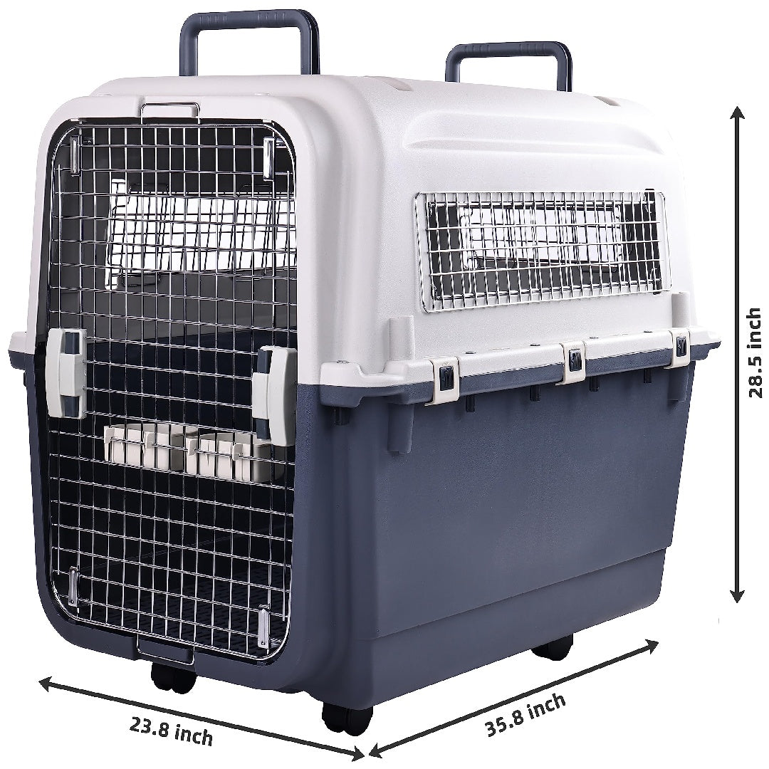 Only Supports Self Pickup Plastic Dog Kennel, Pet Transport, Rolling Plastic Airline Approved Wire Door Travelling Dog Crate, Small - Medium - Large - 5 - CJ