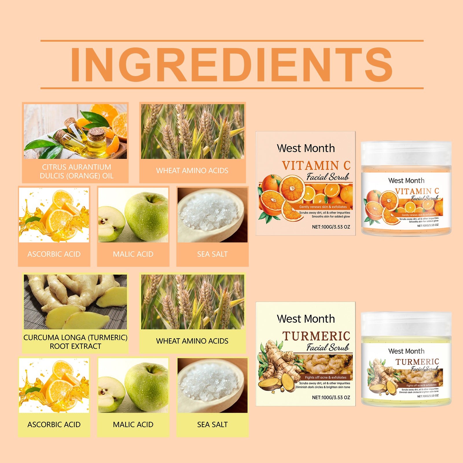 West&Month Facial Scrub, Gently Cleanses Facial Skin, Exfoliates, Moisturizes, Moisturizes And Brightened - 5 - CJ