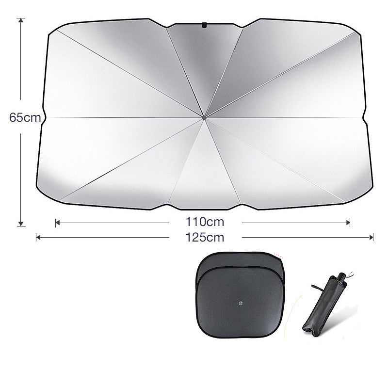 Foldable Car Windshield Sun Shade Umbrella UV Protection Heat Insulation Parasol Auto Front Window Cover Interior Protector Summer Gadgets - 0 - CJ - Titanium silver - Small with 2pcs mesh - CJQT123821518RI