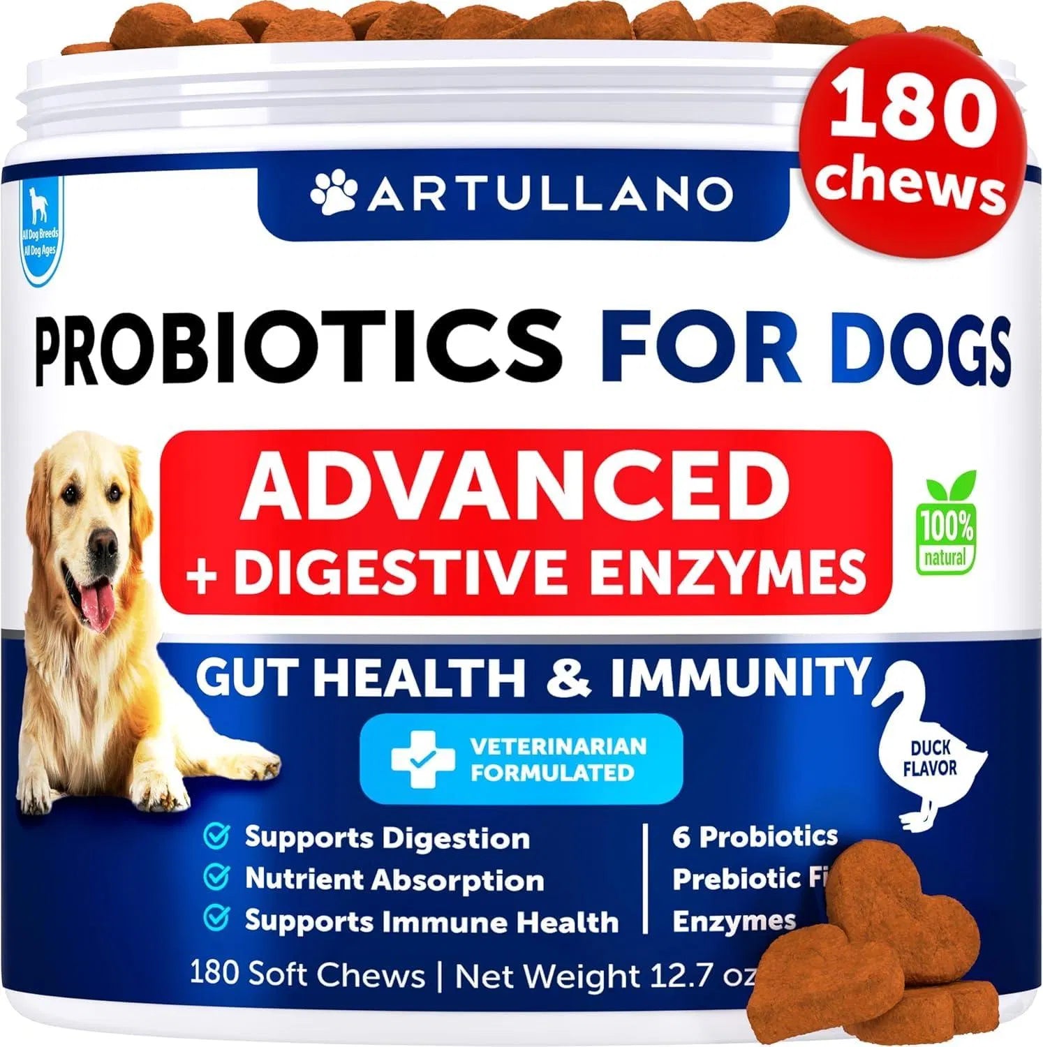 Probiotics For Dogs Support Gut Health Itchy Skin Allergies Immunity Yeast Balance Dog Probiotics And Digestive Enzymes With Prebiotics Reduce Diarrhea Gas 180 Probiotic Chews For Dogs - 5 - CJ
