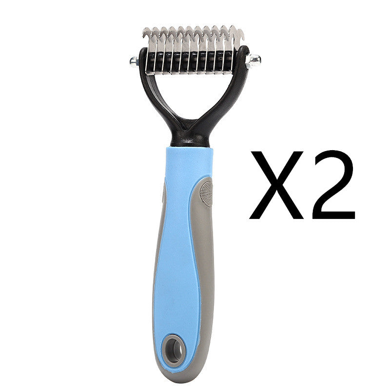 Stainless Double - sided Pet Brush Hair Removal Comb Grooming Dematting Dog Grooming Shedding Tools - 0 - CJ
