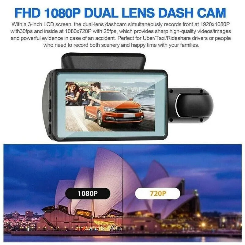 1080P Dual Lens Car DVR Dash Cam Video Recorder G - Sensor Front And Inside Camera - 5 - CJ