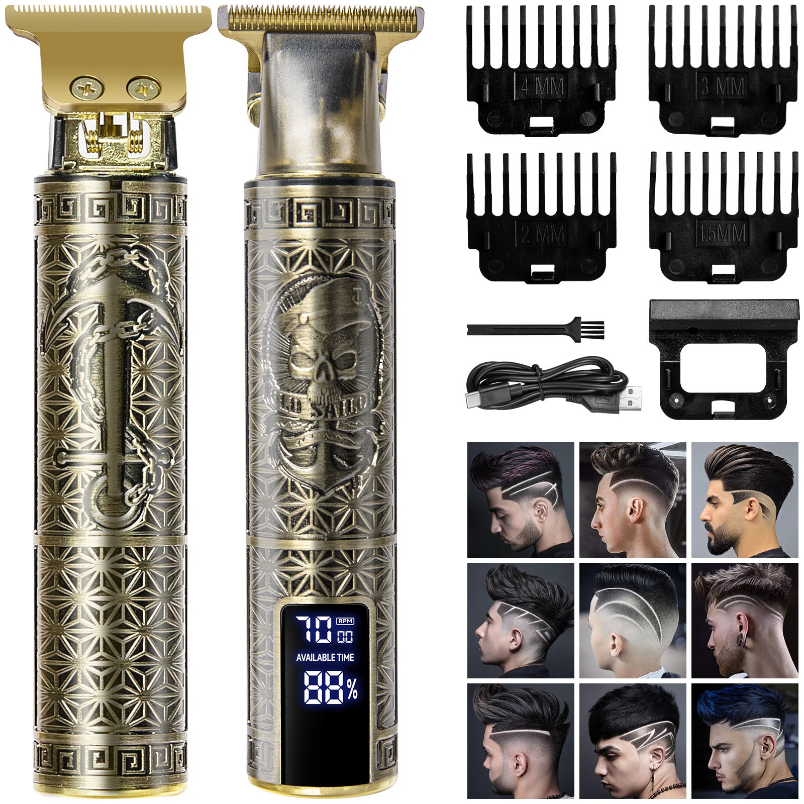 Professional Mens Hair Clippers Shaver Trimmers Machine Cordless Beard Electric - 5 - CJ