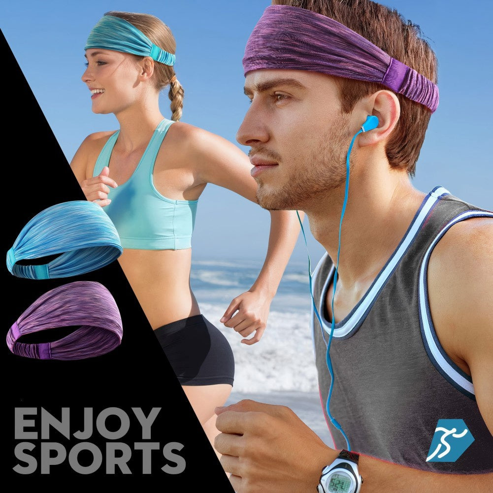 Sports Headbands For Men & Women - 5 Pack, Wicking Sweatbands, Elastic Non Slip Sweat Bands, Athletic Workout Fashion Wide Hair Bands For Running, Cycling, Basketball, Yoga - 5 - CJ