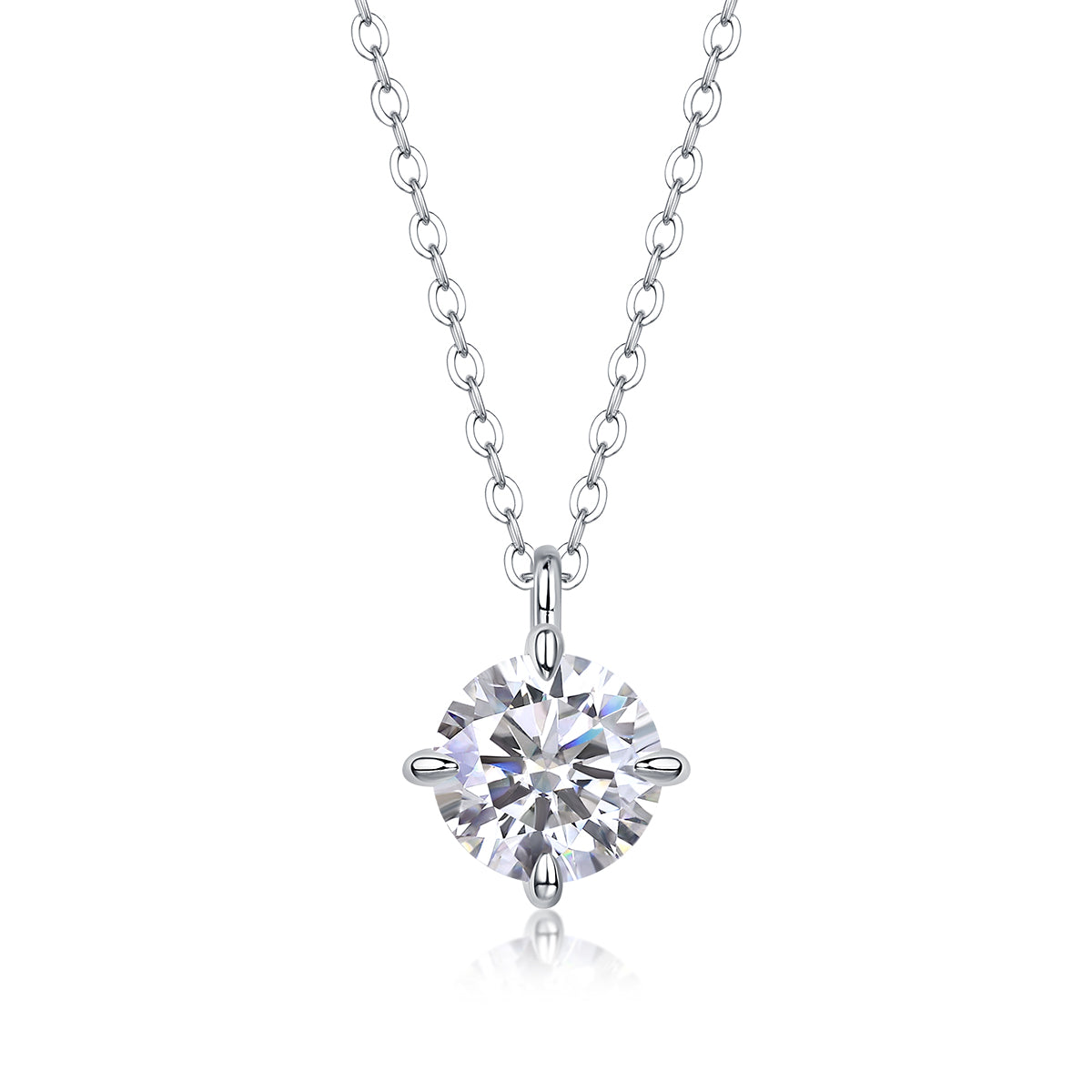 1Round And Smooth - A Fashionable And Luxurious Diamond Jewelry Piece Set With 2 - carat Moissan Diamonds, S925 Sterling Silver And Platinum - plated Pendant Prohibit TikTok sales - 5 - CJ
