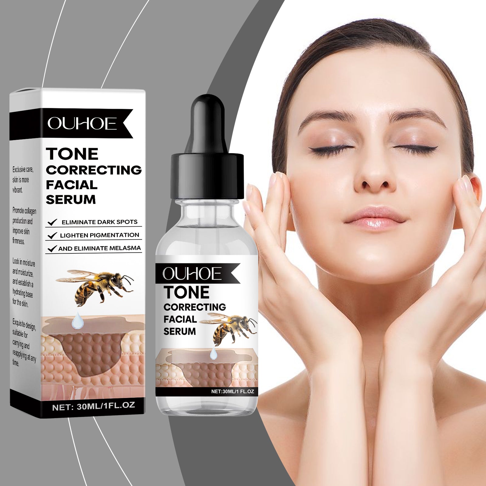 OUHOE Face Essence, Gentle Moisturizing Moisturizing Hydrating Soft Skin Daily Care Face Essence - 5 - CJ