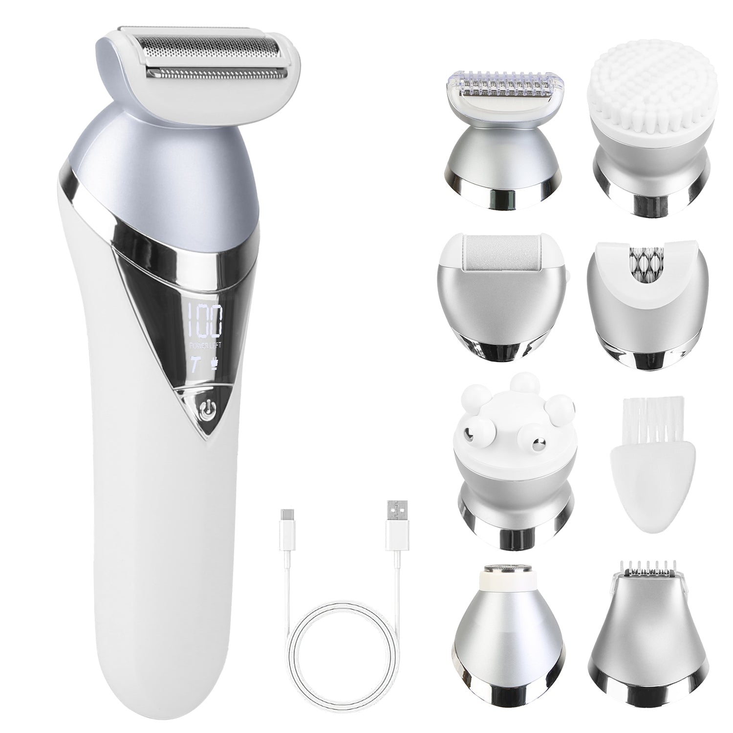 7 In 1 Electric Razor For Women Lady Hair Removal Epilators For Leg Face Arm Bikini Armpit Public Hairs IPX6 Wet And Dry Use Cordless Rechargeable Whole Body Trimmer And Shaver Kit - 5 - CJ