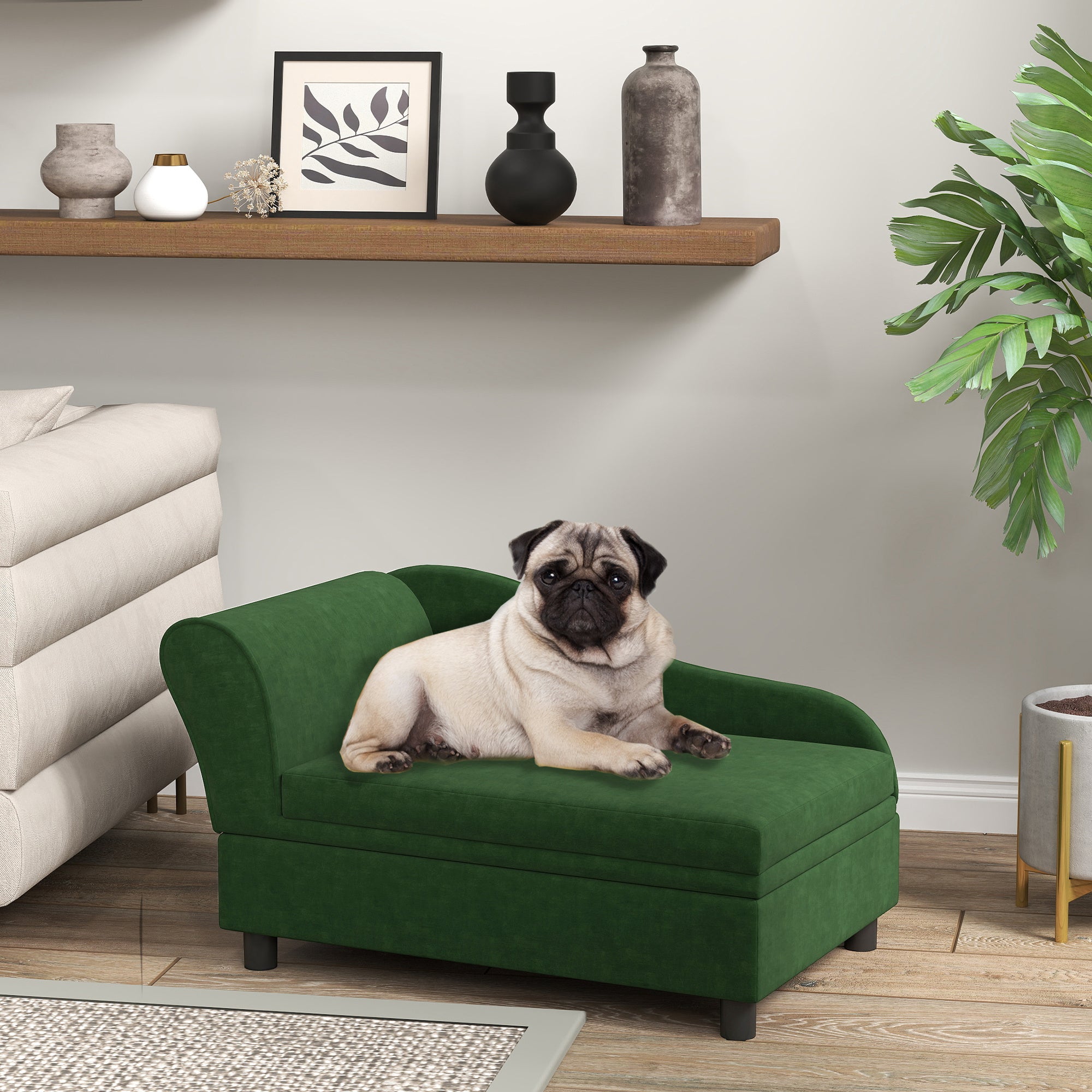 Pet Sofa Bed Couch With Storage, Pet Sofa For Cats And Small Dogs, Green - 5 - CJ