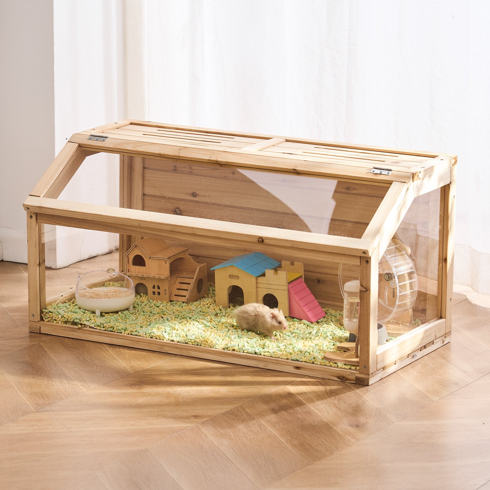 Wooden Hamster Cage Habitat 48 In Clear Mice Rodents Small Animals Cage - 5 - CJ