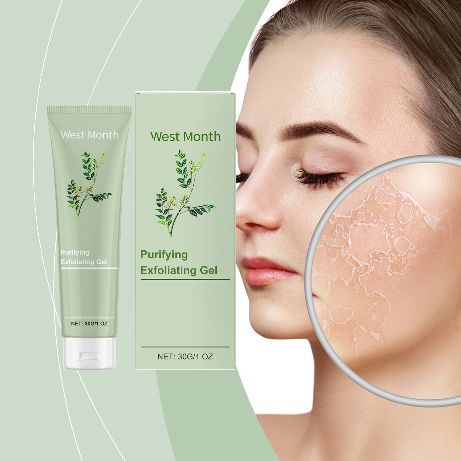 West&Month Purifying Exfoliating Gel, Improves Dull Dryness Deeply Cleans Pores Brightening Skin Firming - 5 - CJ