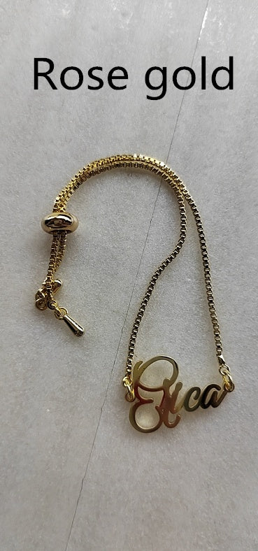 Personalized DIY Custom Name Bracelet Stainless Steel - 7 - CJ - ARose gold - Child - CJSL118669312LO