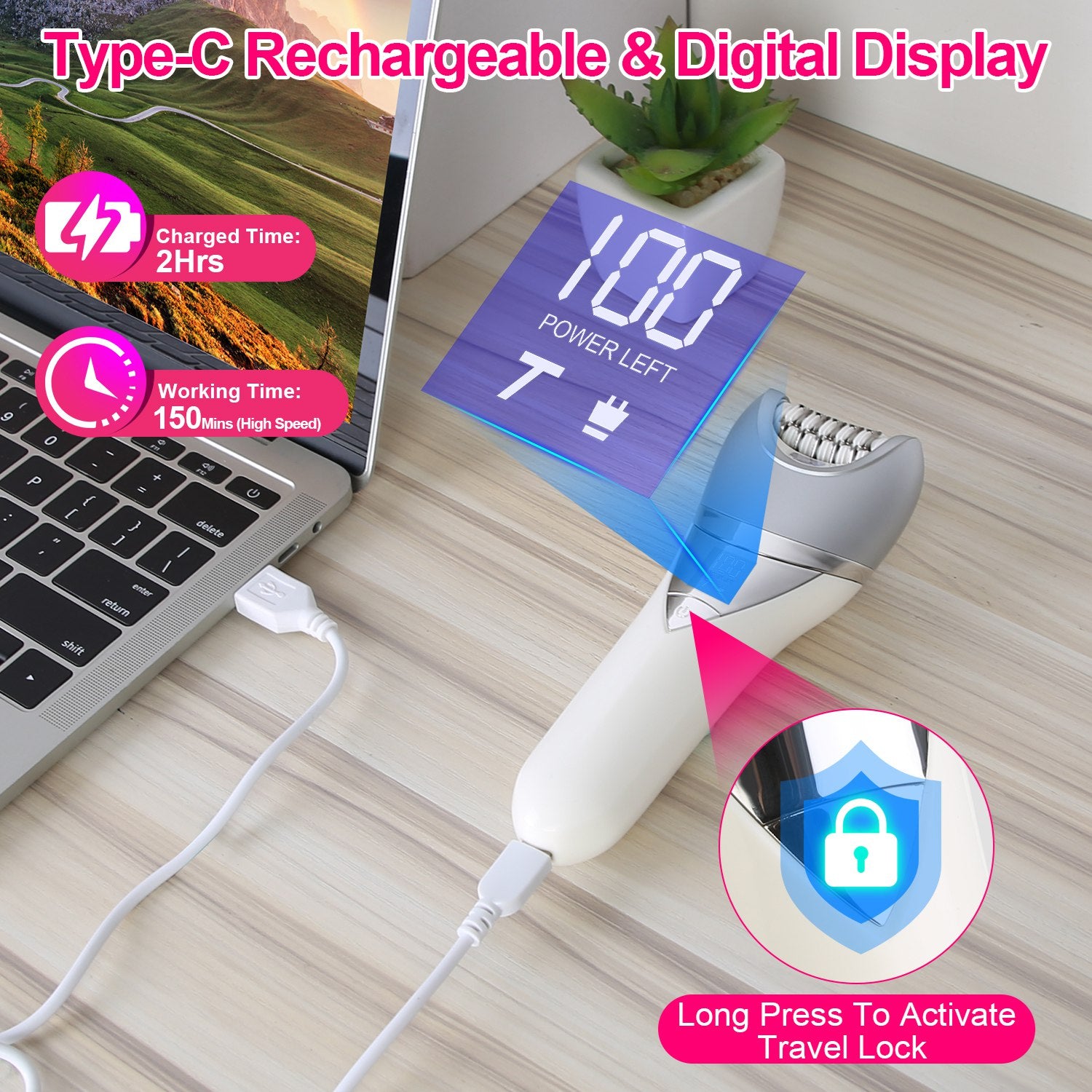 7 In 1 Electric Razor For Women Lady Hair Removal Epilators For Leg Face Arm Bikini Armpit Public Hairs IPX6 Wet And Dry Use Cordless Rechargeable Whole Body Trimmer And Shaver Kit - 5 - CJ