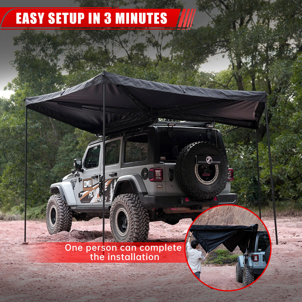 270 - Degree Awning Driver Side Free Standing, Car Side 270 - Degree Awning Waterproof UV50 Wind Resistant For SUV Van Truck - 5 - CJ