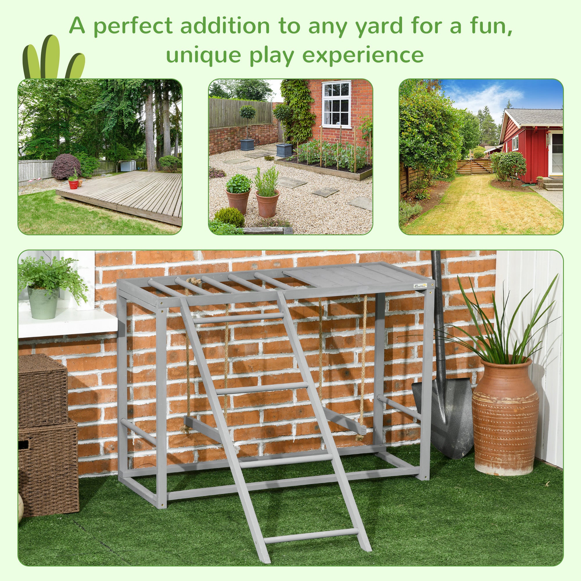 Chicken Activity Game With Swing Set For 3 - 4 Birds, Wooden Chicken Coop Accessory With Multiple Chicken Perches And Hen Ladder Grey - 5 - CJ
