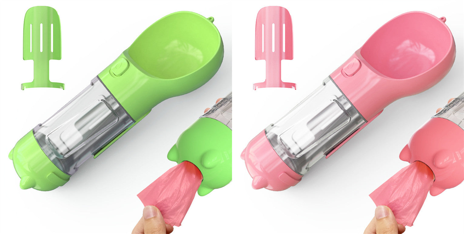 Pet Water Bottle Feeder Bowl Garbage Bag Storage Portable Pet Outdoor Travel 3 In 1 Dog Water Bottle - 0 - CJ