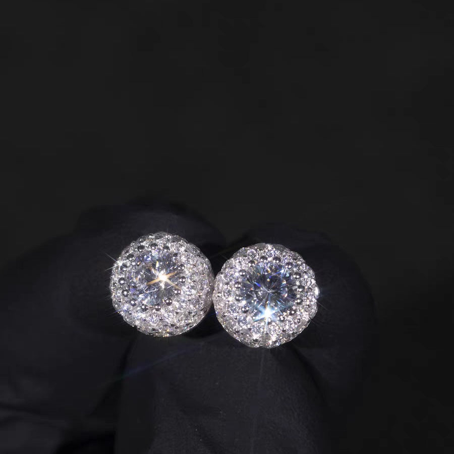 1 Pair Hip Hop Wedding Zircon Stud Earrings,Sparkling,Unisex,Daily Accessories And Women's Jewelry - 5 - CJ