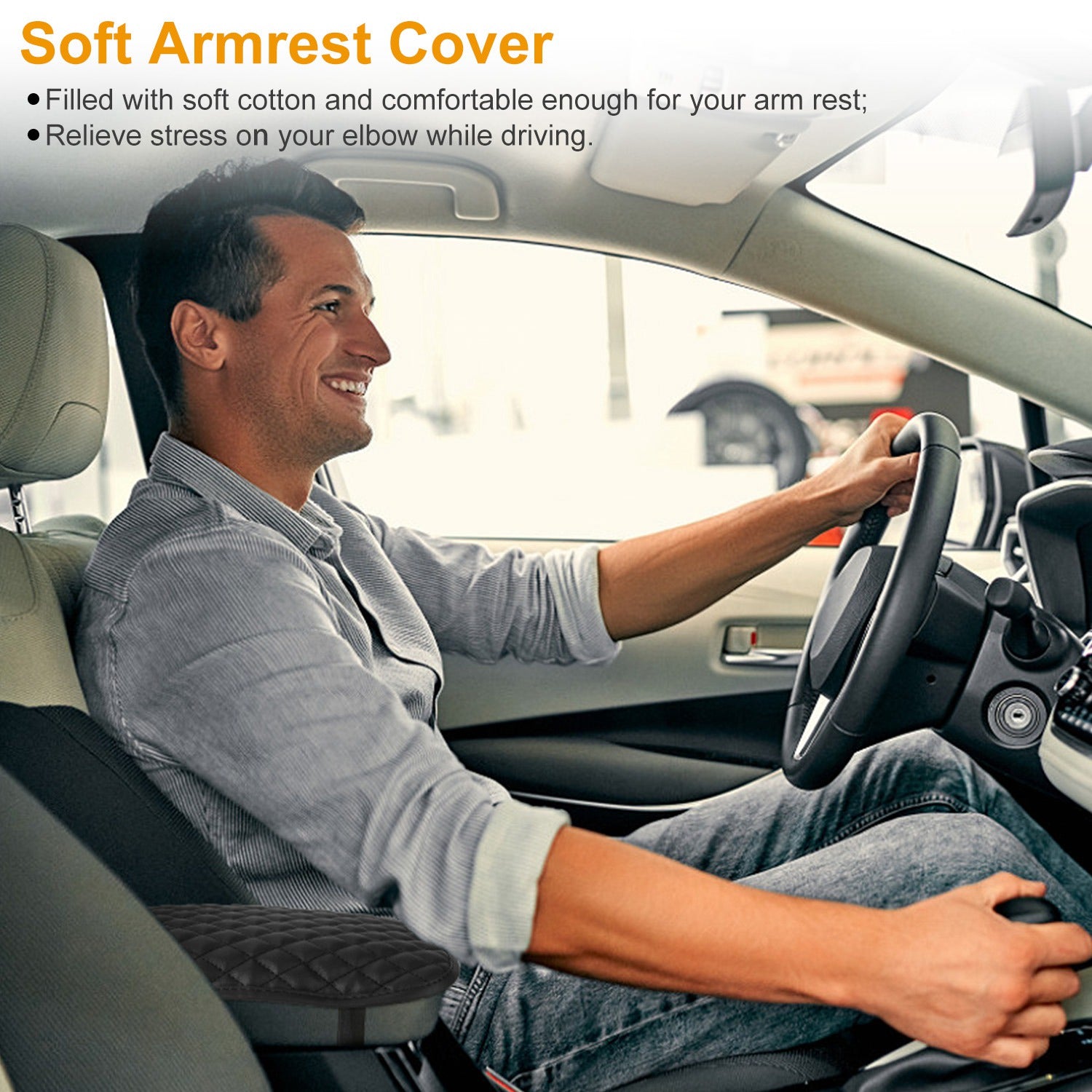 1Pc Car Armrest Pad Cover PU Leather Auto Center Console Seat Box Cover Protector Car Accessories Armrest Cushion Pad Fit For Vehicle SUV Truck Car - 5 - CJ