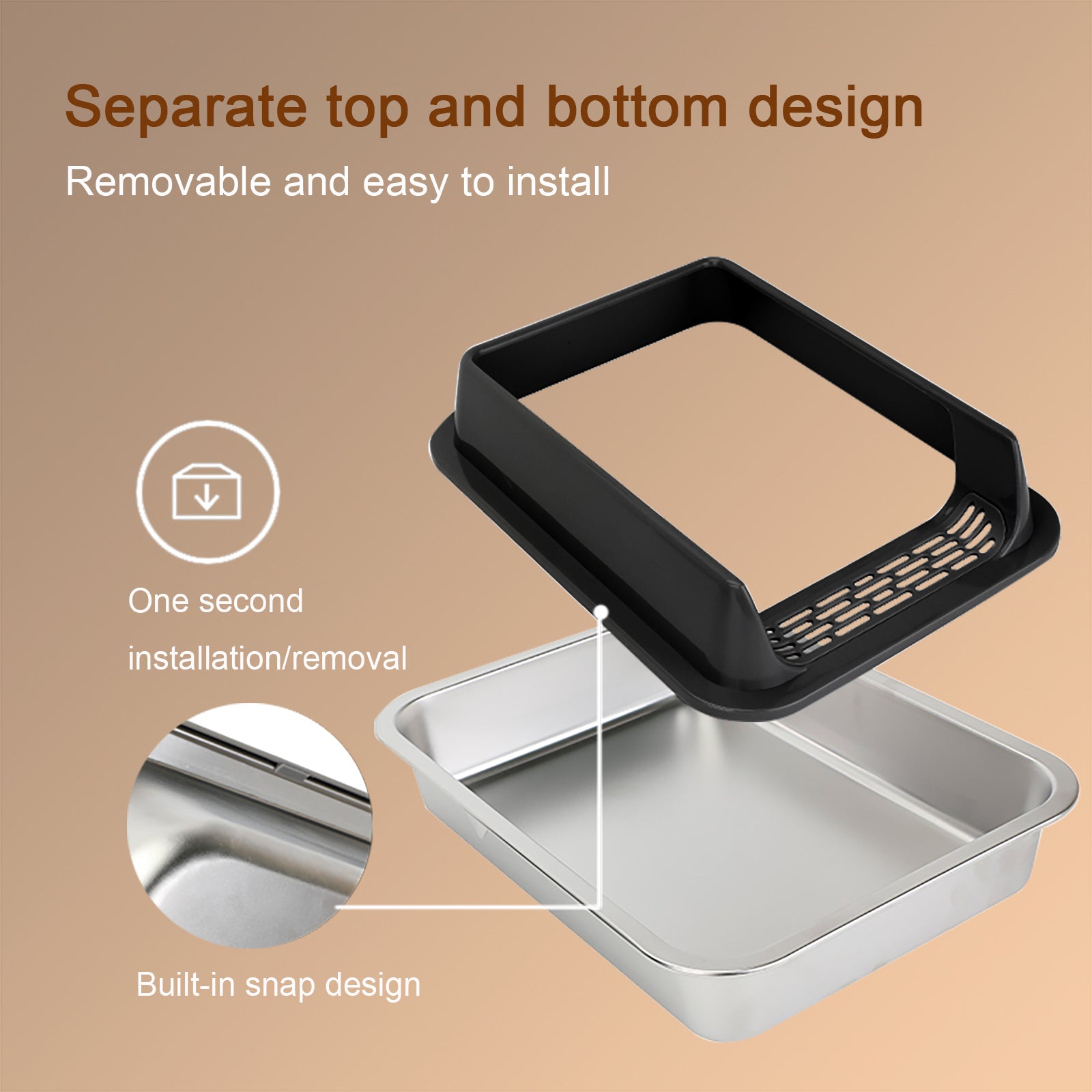 Oversized Stainless Steel Litter Box, Semi - enclosed Splash - proof And Leak - proof Design, Removable Lid, Suitable For Big Cats, And More - 5 - CJ