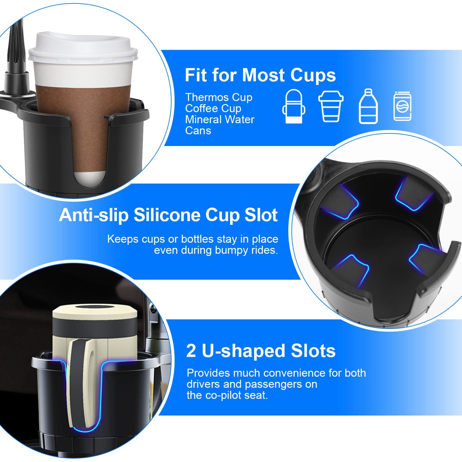 1Pc 2 In 1 Car Cup Phone Holder Automotive Drink Holder With 360 Degree Rotating Gooseneck Phone Mount Adjustable Base Fit For Most Phones Cups Vehicles - 5 - CJ