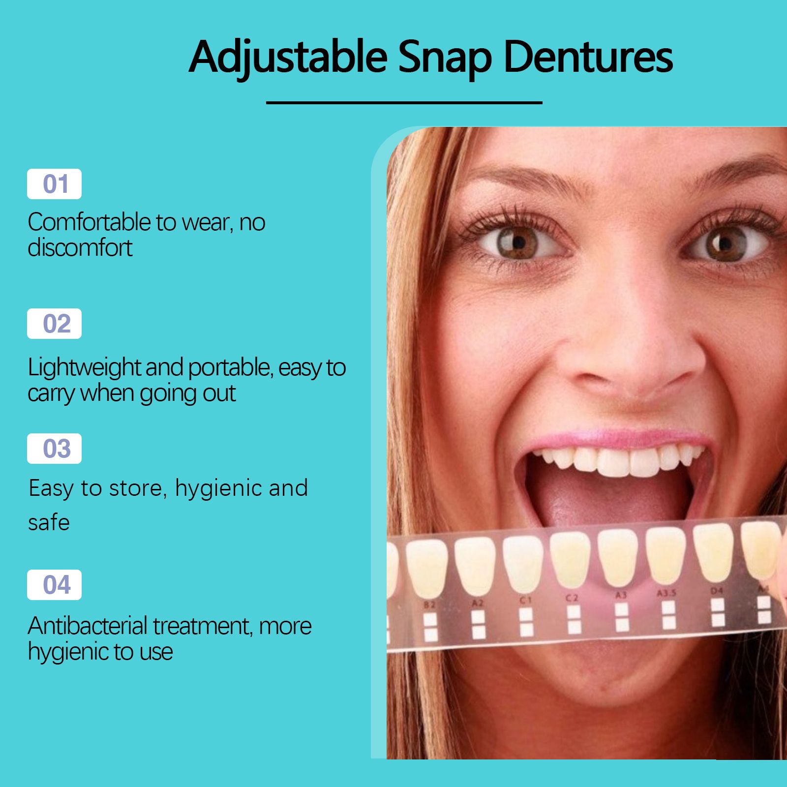 EELHOE Adjustable Snap On Dentures Temporary Gap Filling Orthodontic Dentures Kit - 5 - CJ
