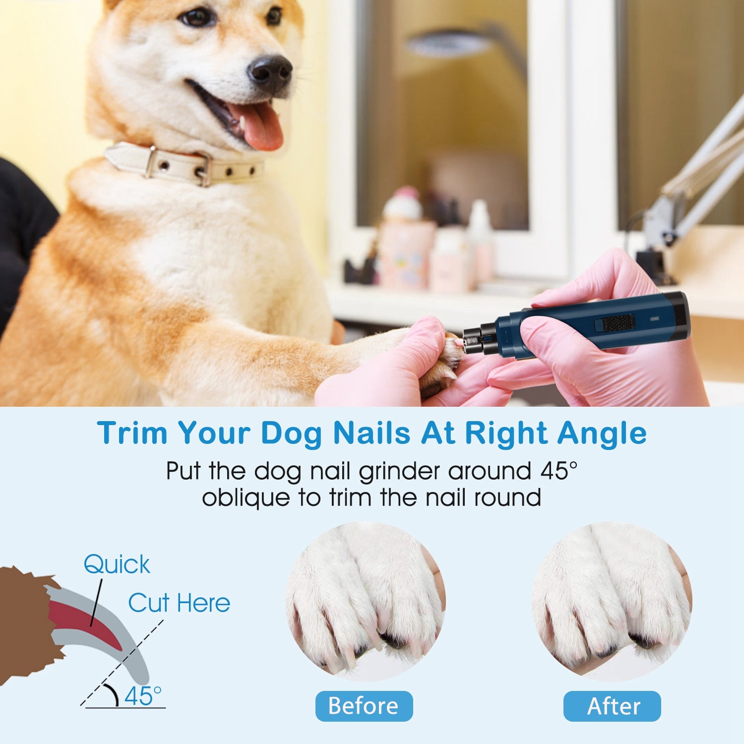 1Pc Dog Nail Grinder 2 Speeds Quiet USB Rechargeable Pet Nail Grinder Professional Pet Nail Trimmer Cordless Paws Grooming & Smoothing Claw Care For Small Medium Large Dogs & Cats - 5 - CJ