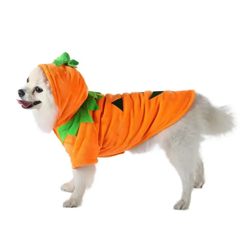 Dog Hoodie Cute Funny Halloween Style Pumpkin Cosplay Costume Warm Puppy Fleece Clothes - 5 - CJ