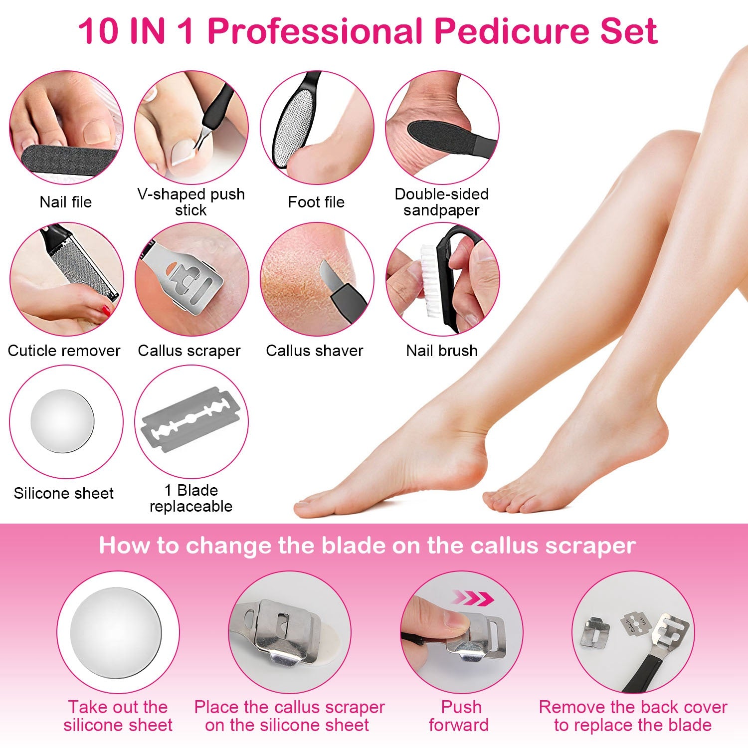 17Pcs Electric Foot Callus Remover With Vacuum Foot Grinder Rechargeable Foot File Dead Skin Pedicure Machine With 3 Grinding Heads 2 Speeds Foot Care Tool - 5 - CJ