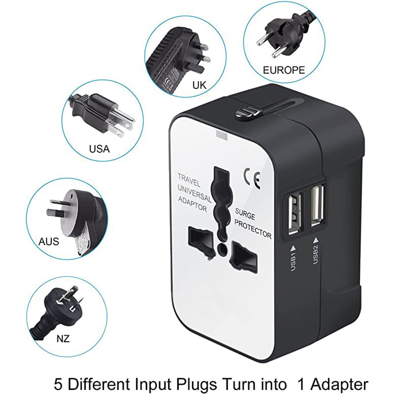 Travel Adapter, Worldwide All In One Universal Travel Adapter Wall Charger AC Power Plug Adapter Wi - 5 - CJ