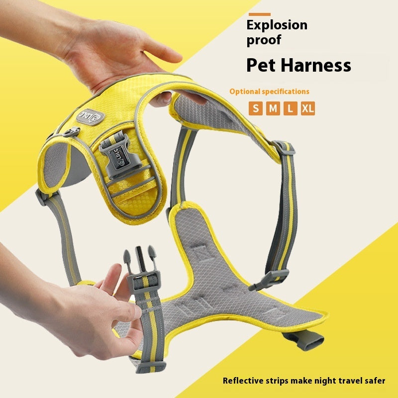 Traction Strap Shock Absorption Comfortable Night Vision Reflective Pet Harness - 0 - CJ