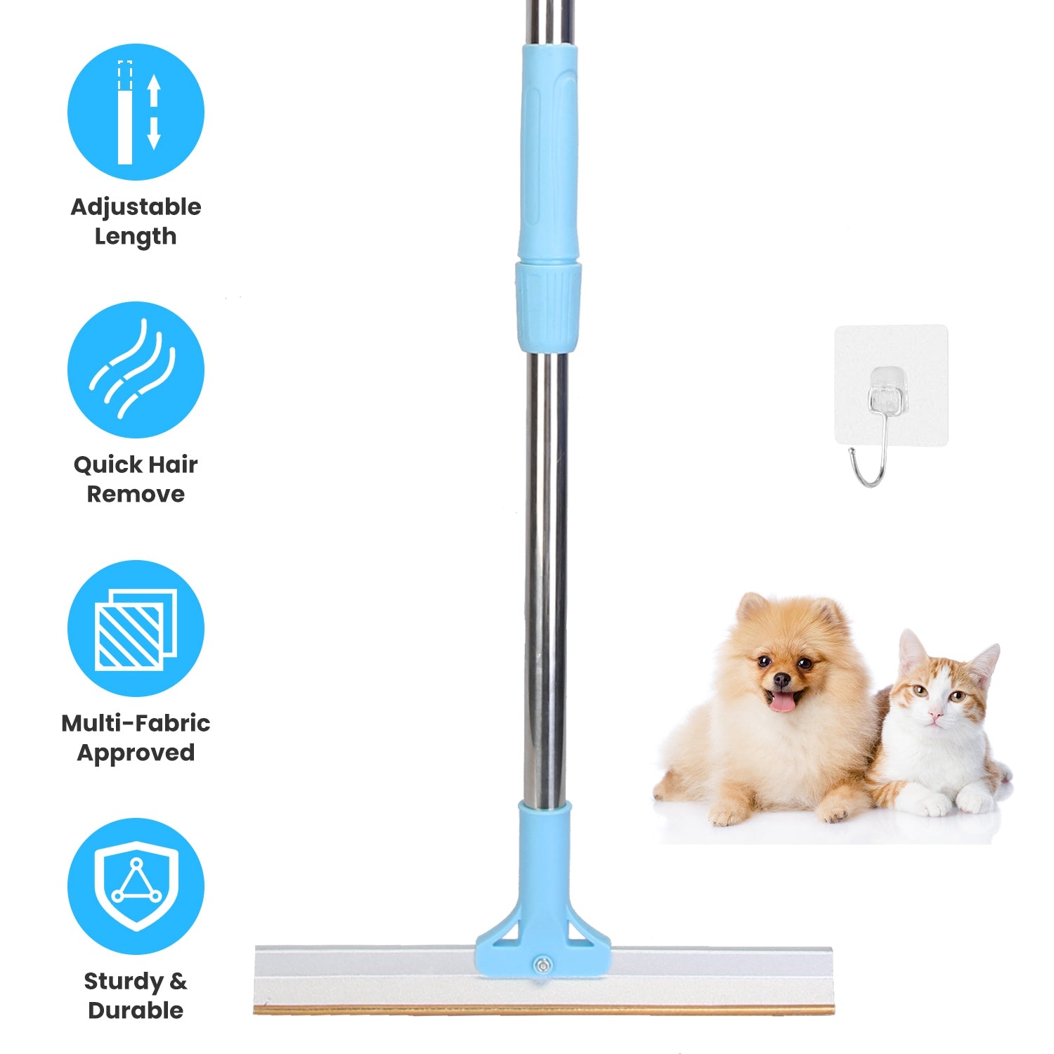 1Pc Pet Hair Removal Rake With 54.33in Adjustable Telescopic Rod Multi - Fabric Dog Cat Hair Scraper Lint Shaver For Carpet Rug Clothes Couch - 5 - CJ