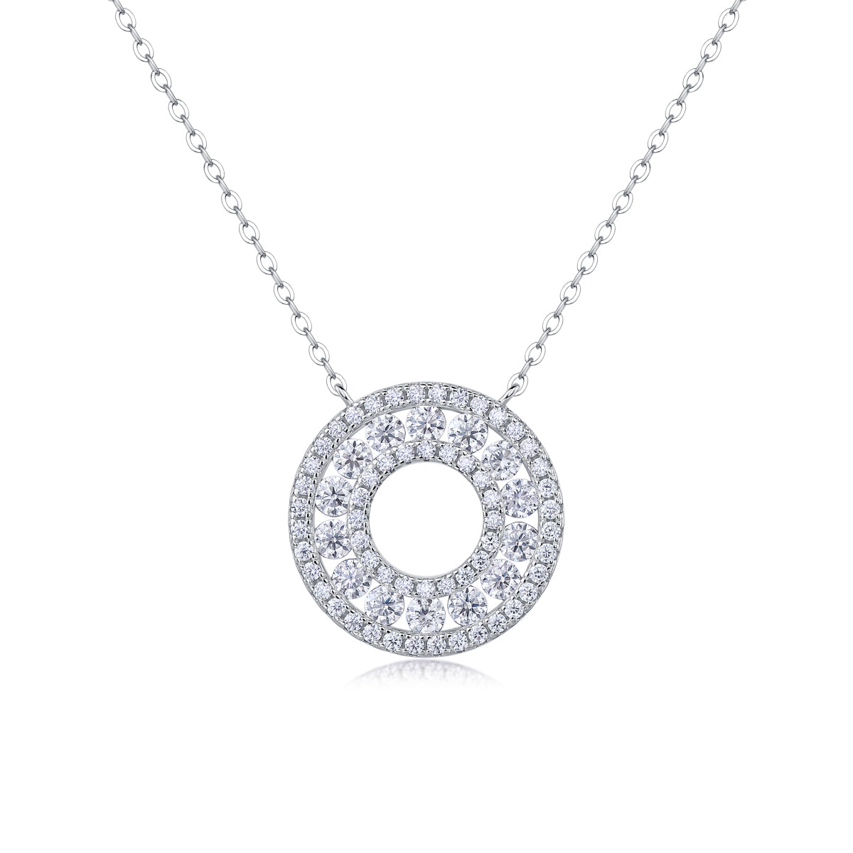 1Reciprocating Luxury Fashion Diamond Pendant Necklace Set With Mosan Diamond Silver Ornaments Prohibit TikTok sales - 5 - CJ