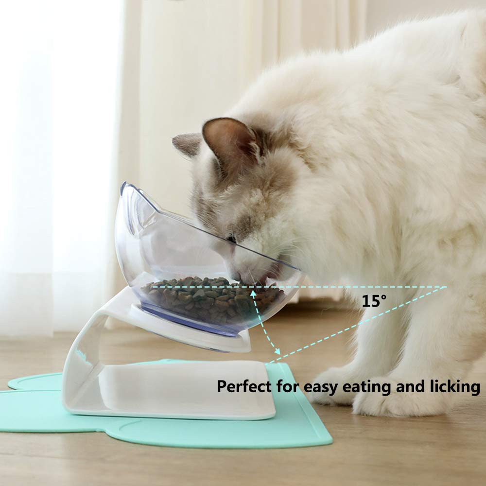 Non Slip Double Cat Bowl With Raised Stand Pet Food Cat Feeder Protect Cervical Vertebra Dog Bowl Transparent Pet Products - 0 - CJ
