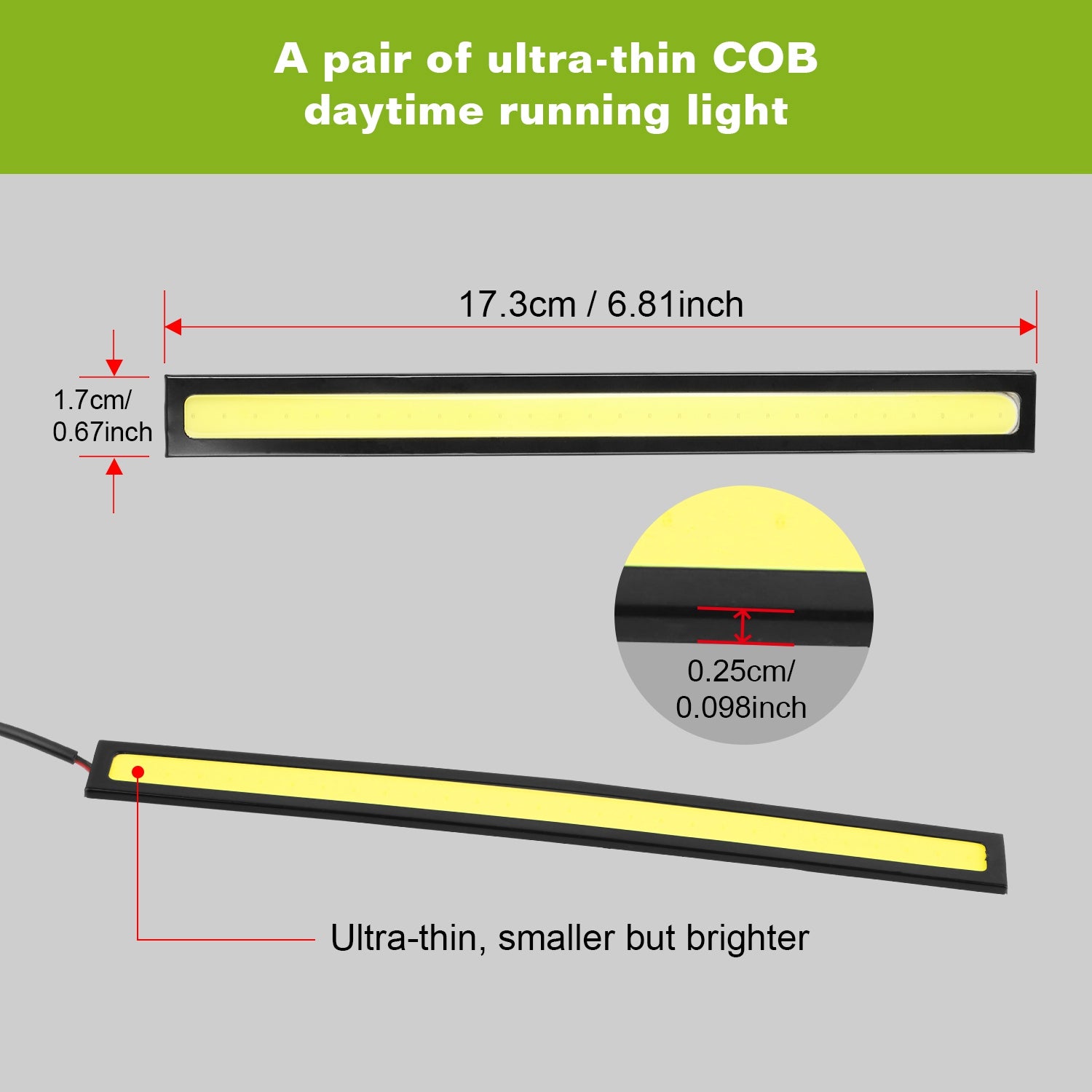 2Pcs LED Daytime Running Lights Car LED COB DRL Fog Lights IP45 Waterproof LED Strip Fog Day Driving Lamp Sticker For 12V Car Interior Exterior Use - 5.0 - CJ