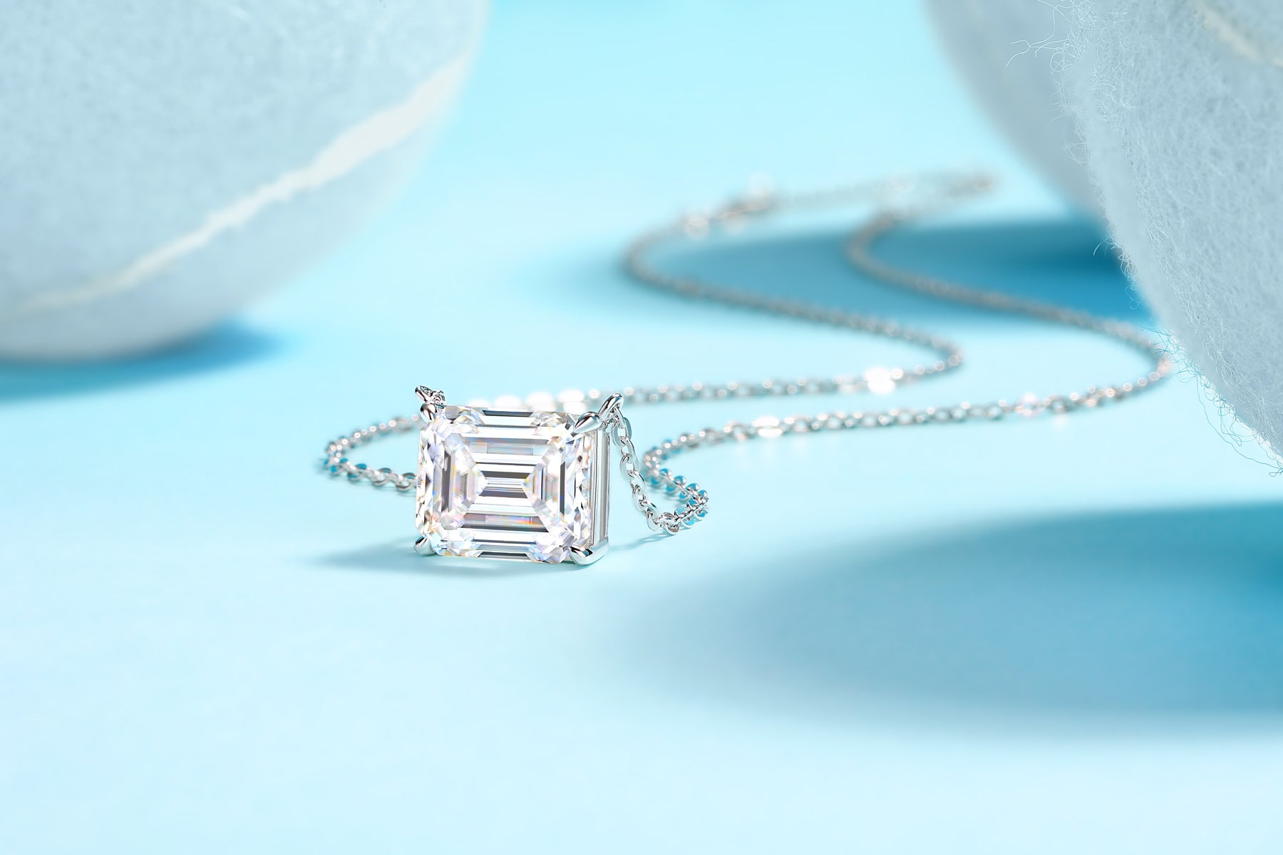 1Mirage In The Mirror - A Trendy Diamond Pendant Necklace Set With Octagonal Moissanite S925 Sterling Silver And Platinum Plating Prohibit TikTok sales - 5 - CJ