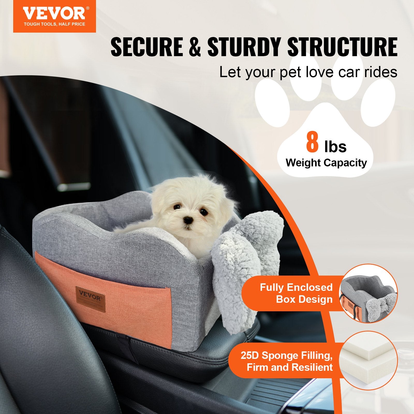 Center Console Dog Car Seat Dog Booster Car Seat For Small Dog 8 Lbs - 5 - CJ