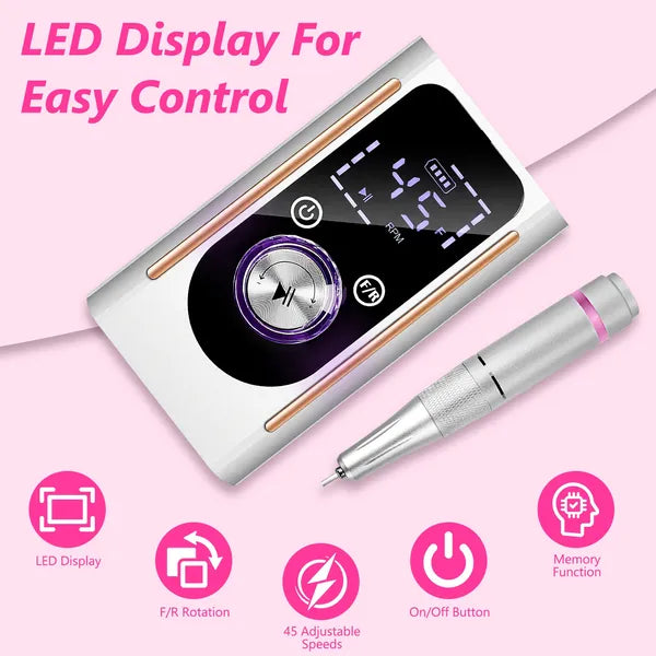 Portable Electric Nail Drill Bit 45000 RPM With 11 Bits Base Waist Clip Cordless Rechargeable Nail File Machine For Professional Salon Home Acrylic Nails Remove Nail Gel Polish Manicure - 5 - CJ