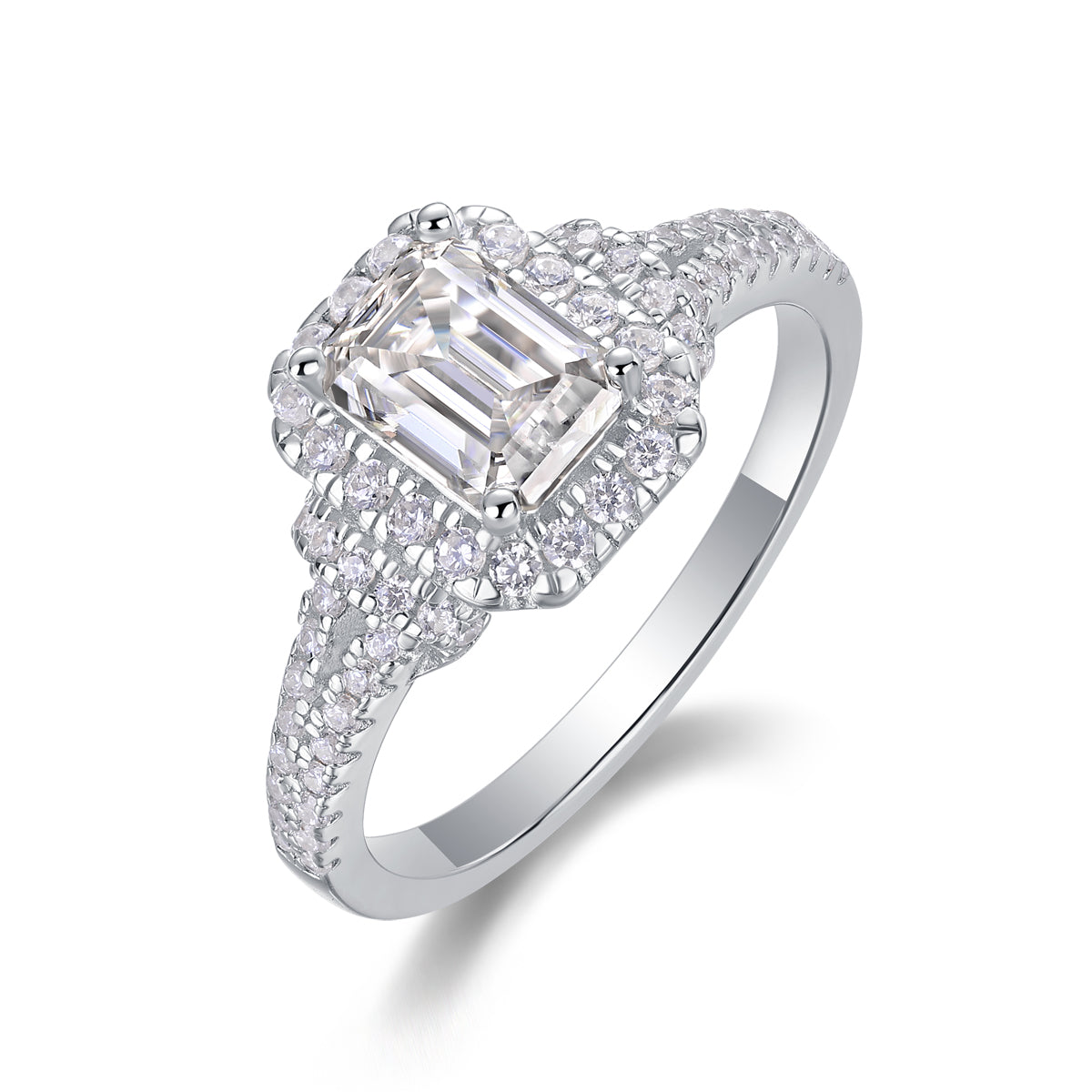 1Square Luxury Diamond Ring Fashion Moissanite Silver Ring Prohibit TikTok sales - 5 - CJ