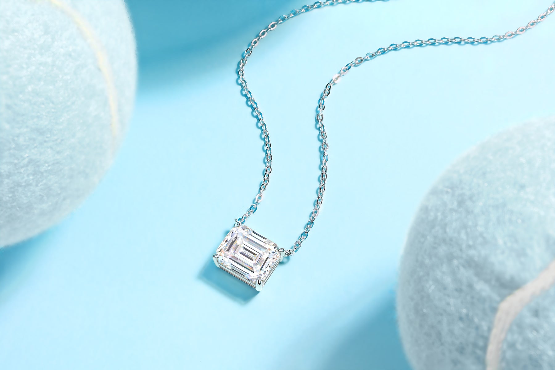 1Mirage In The Mirror - A Trendy Diamond Pendant Necklace Set With Octagonal Moissanite S925 Sterling Silver And Platinum Plating Prohibit TikTok sales - 5 - CJ