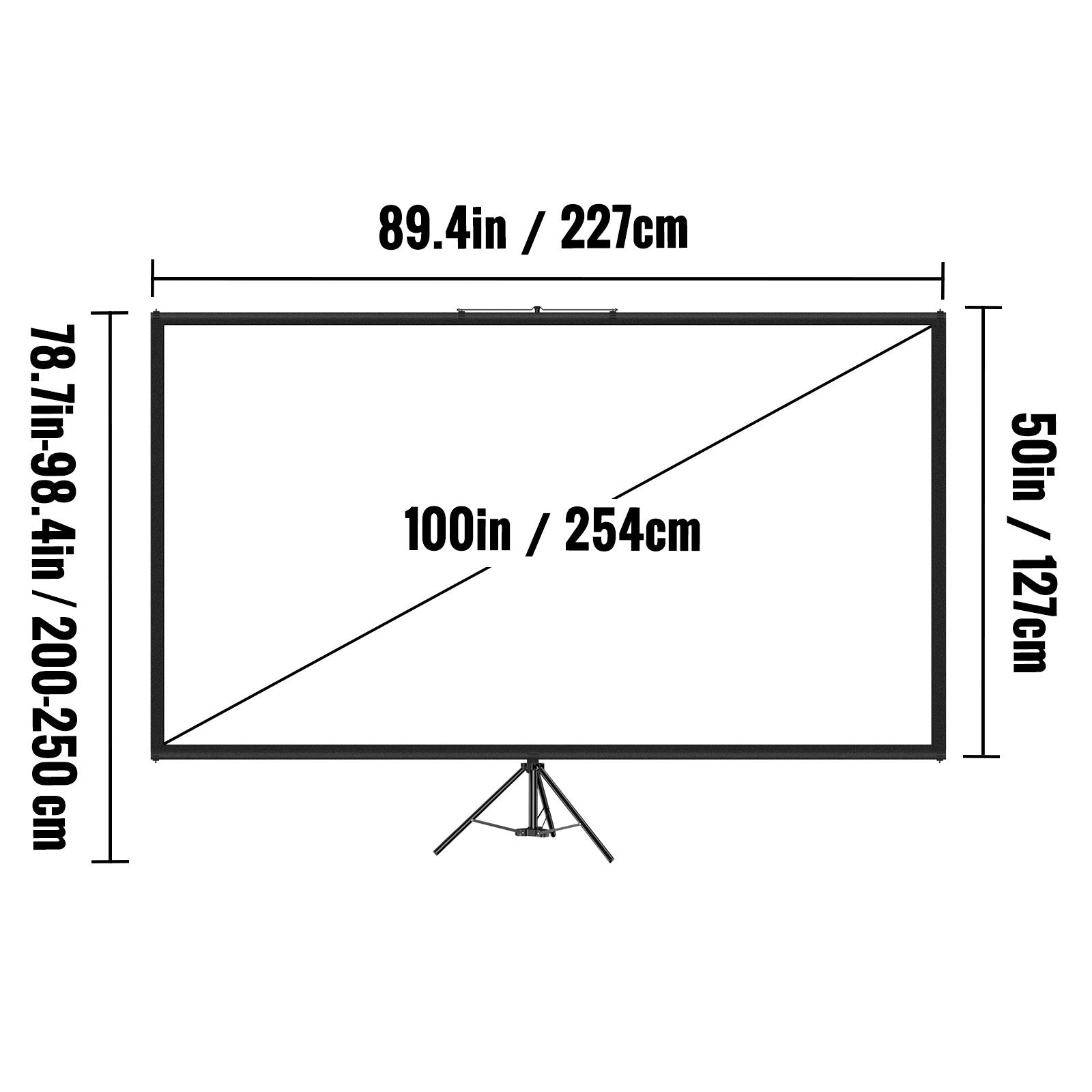 Tripod Projector Screen With Stand 100inch 16:9 4K HD Projection Screen Stand Wrinkle - Free Height Adjustable Portable Screen For Projector Indoor & Outdoor For Movie, Home Cinema, Gaming, Office - 5 - CJ