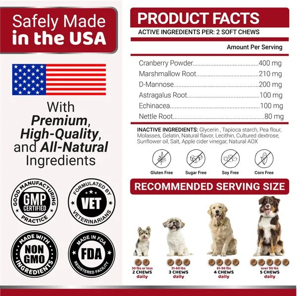 Dog UTI Treatment 170 Treats Cranberry Supplement For Dogs Bladder Control For Dogs - 5 - CJ