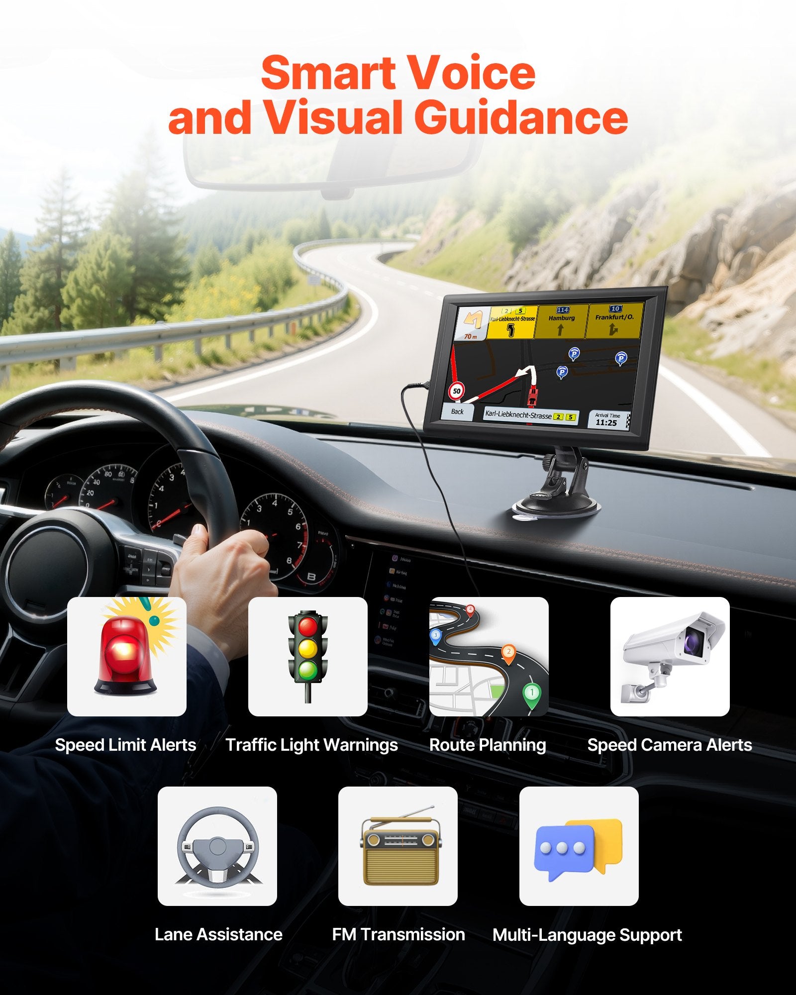 GPS Navigator For Car 9 Inch Touch Screen 16GB GPS Navigation System Dash Cam - 5 - CJ