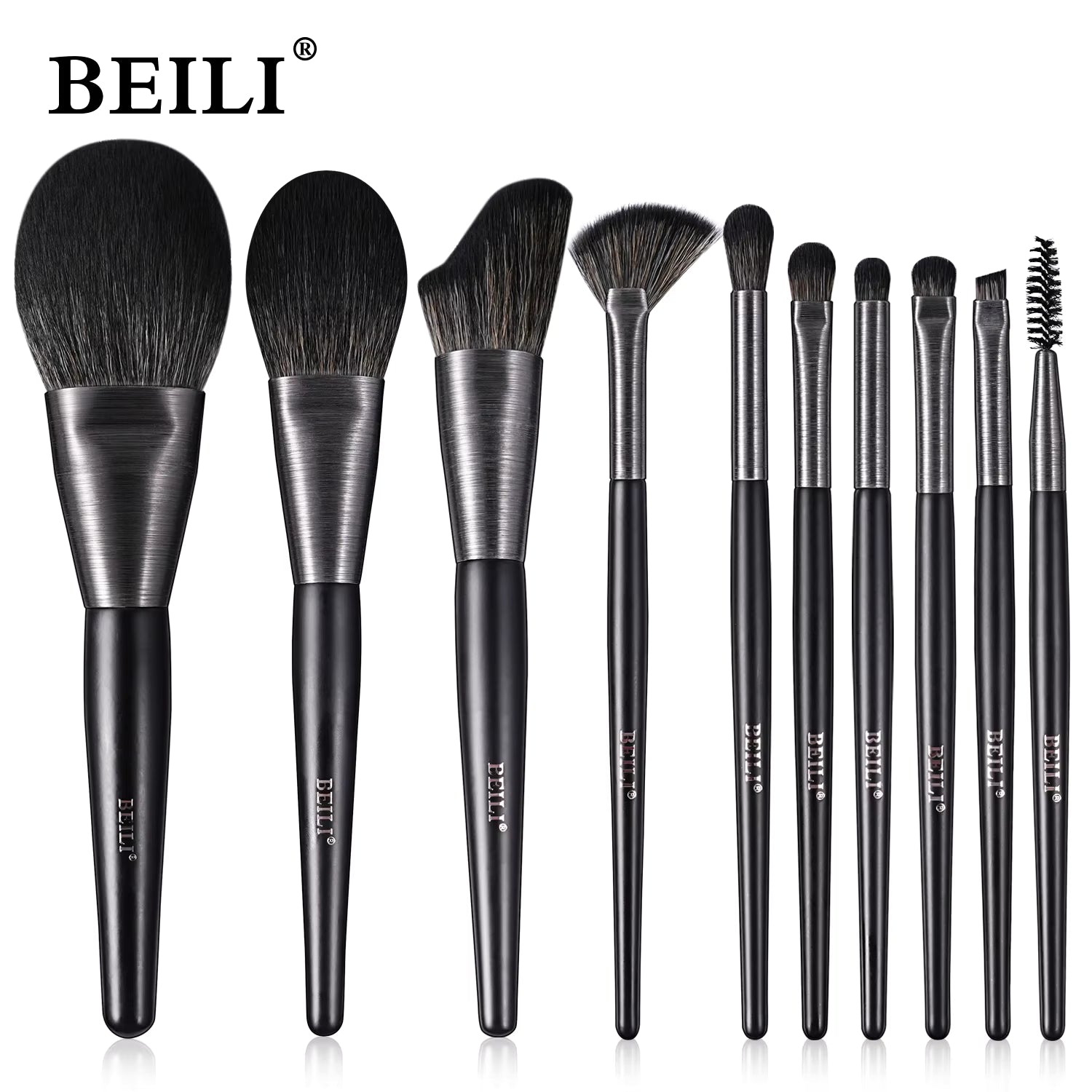 Baili 10pcs Rose Gold Tube Synthetic Hair Vegan Luxury Makeup Brush Set Contour Blush Brush Set - 5 - CJ